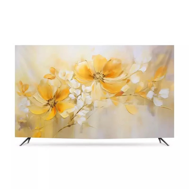 LONEU 32-86IN Flower Oil Painting Dust TV Cover Universal TV Cover Indoor Computer Cover Desktop wall Hanging curved Screen cover, for Bedroom Living Room Home Decoration(Color:color4,Size:85/86in)