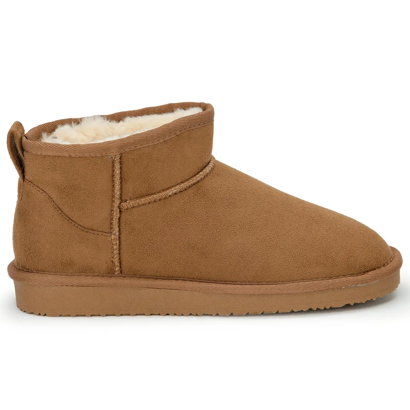 Polar Women Boots Slippers Faux Suede, Flexible Waterproof Anti Slip Rubber Sole With Memory Foam, Faux Fur-Lined Slip-On Slippers, Ladies Walking shoes for Indoor & Outdoor - Chestnut UK 5