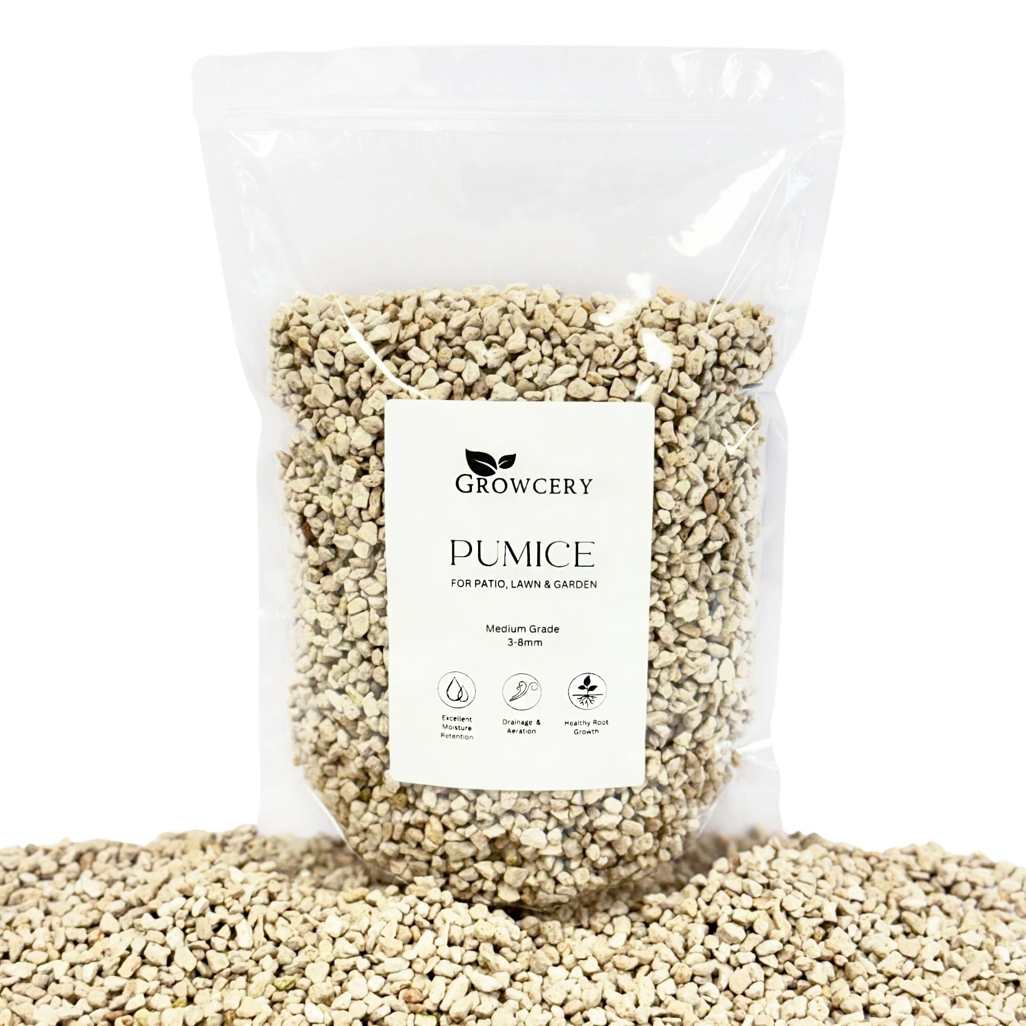 Volcanic Pumice for Plants - Dust-Free 3-8mm, Optimal Perlite Alternative for Bonsai, Cactus, Soil Mix, Grit & Gravel, Boosts Soil Aeration and Drainage Efficiency (15L)