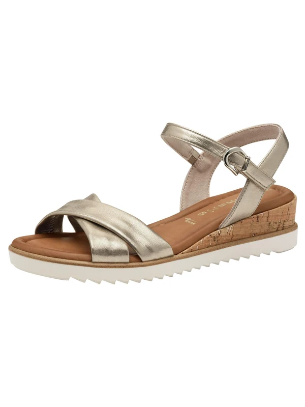 Tamaris Women’s sandal with wedge heel metallic 7.5 UK
