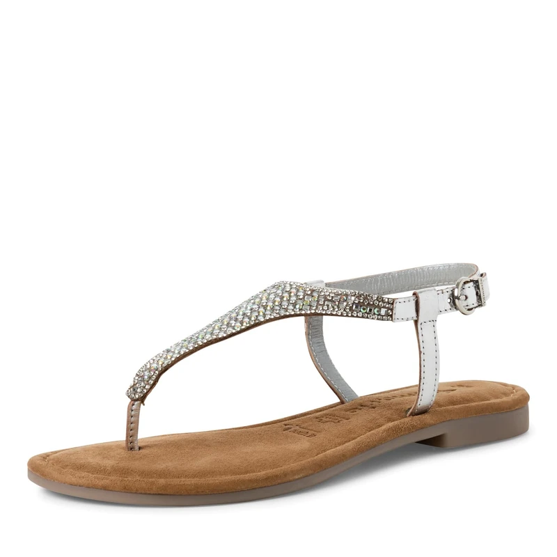 Tamaris Women's toe-post sandal leather metallic 5.5 UK