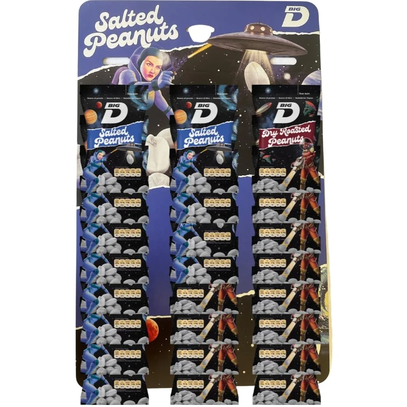 Big D Mixed Peanuts, 24 Packs of 50g, 12 Salted and 12 Dry Roasted