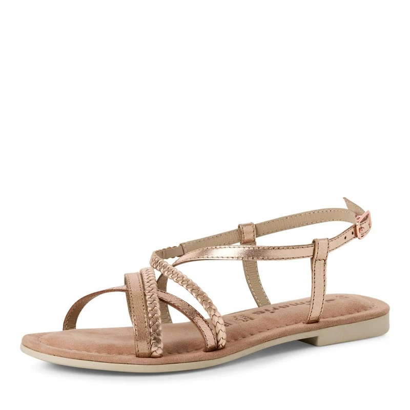Tamaris Women’s leather sandal flat metallic 5.5 UK