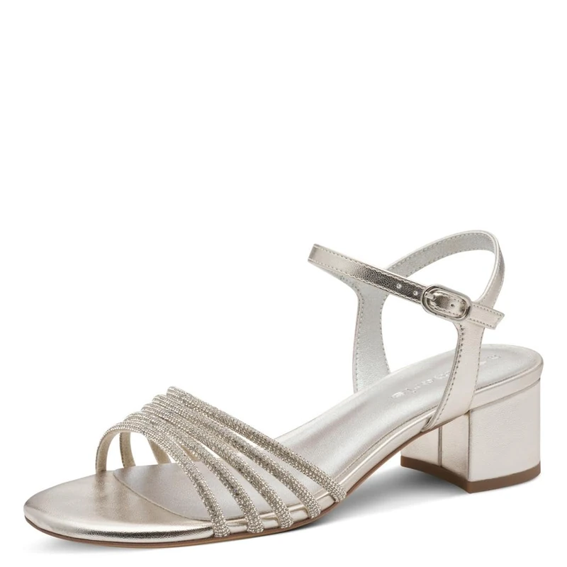 Tamaris Women’s sandal with block heel metallic 6.5 UK - Image 1