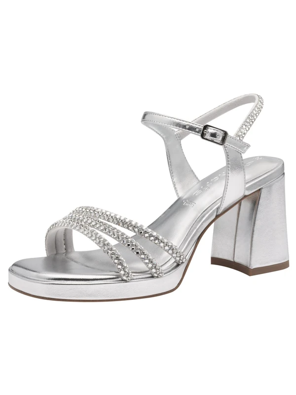 Tamaris Women’s sandal with block heel metallic 5.5 UK