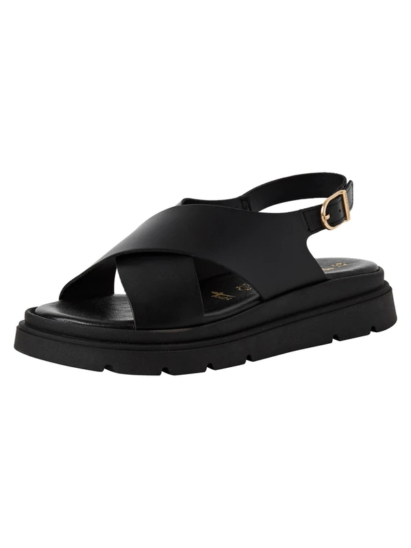 Tamaris Women’s sandal with wedge heel black 7.5 UK