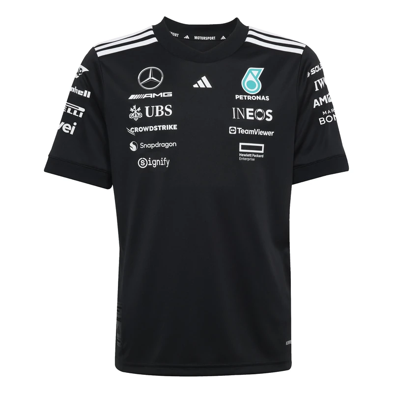 adidas Unisex Kids Mercedes - AMG Petronas Formula ONE Team Driver Jersey Black Youth, Black/White, 7-8 Years