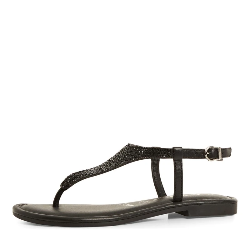 Tamaris Women's toe-post sandal leather black 5 UK