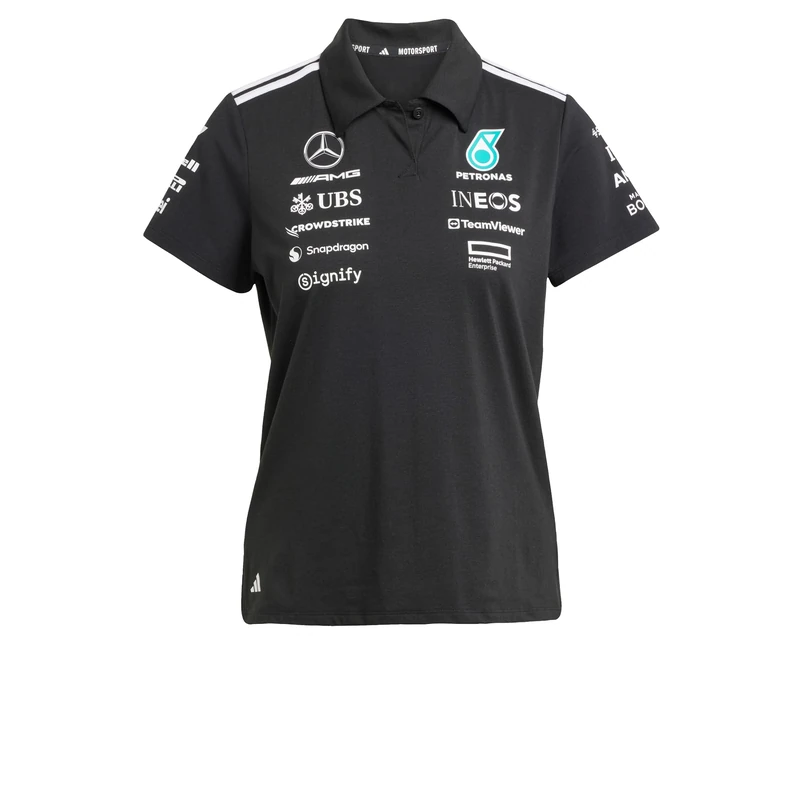 adidas Women's Mercedes - AMG Petronas Formula ONE Team Team Polo Black Women, Black/White, M