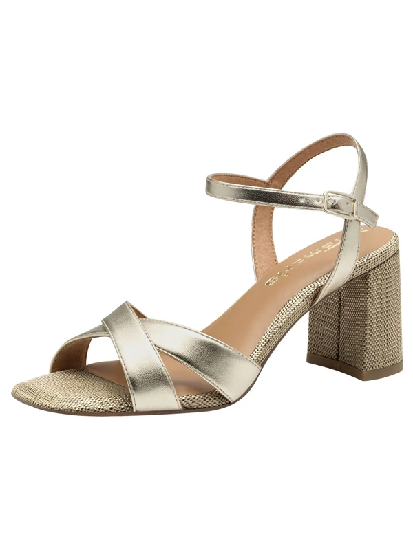 Tamaris Women’s sandal with block heel metallic 4 UK