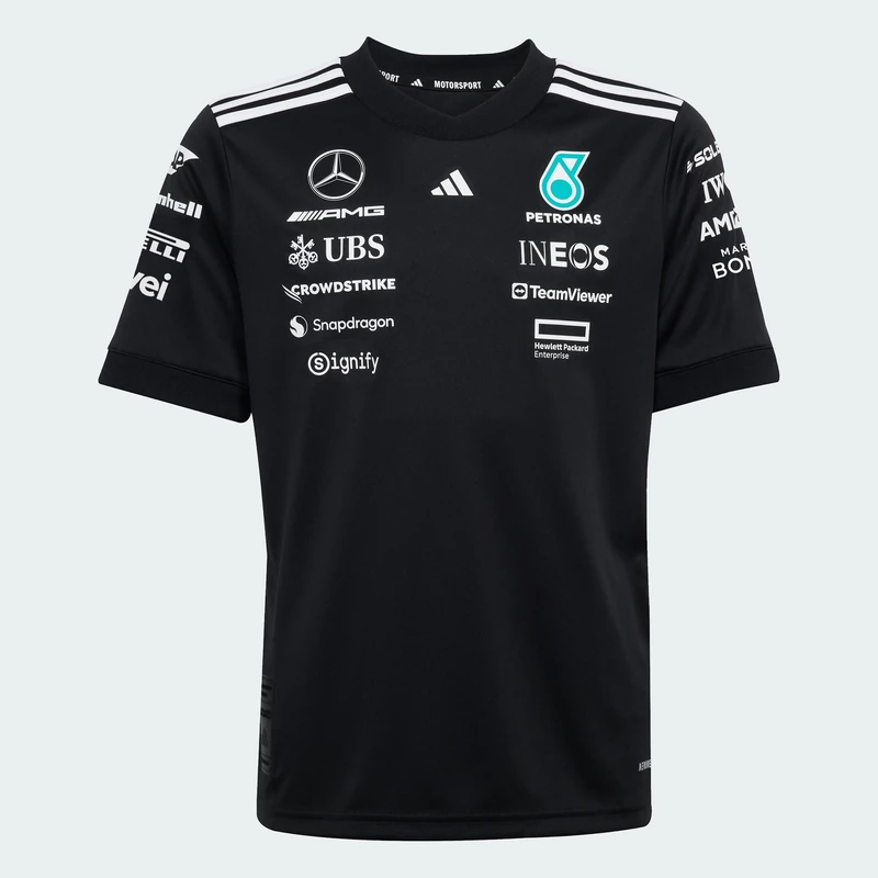 adidas Unisex Kids Mercedes - AMG Petronas Formula ONE Team Driver Jersey Black Youth, Black/White, 9-10 Years