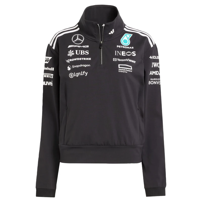 adidas Women's MERCEDES - AMG PETRONAS FORMULA ONE TEAM TEAM QUARTER ZIP WOMEN, black/white, L