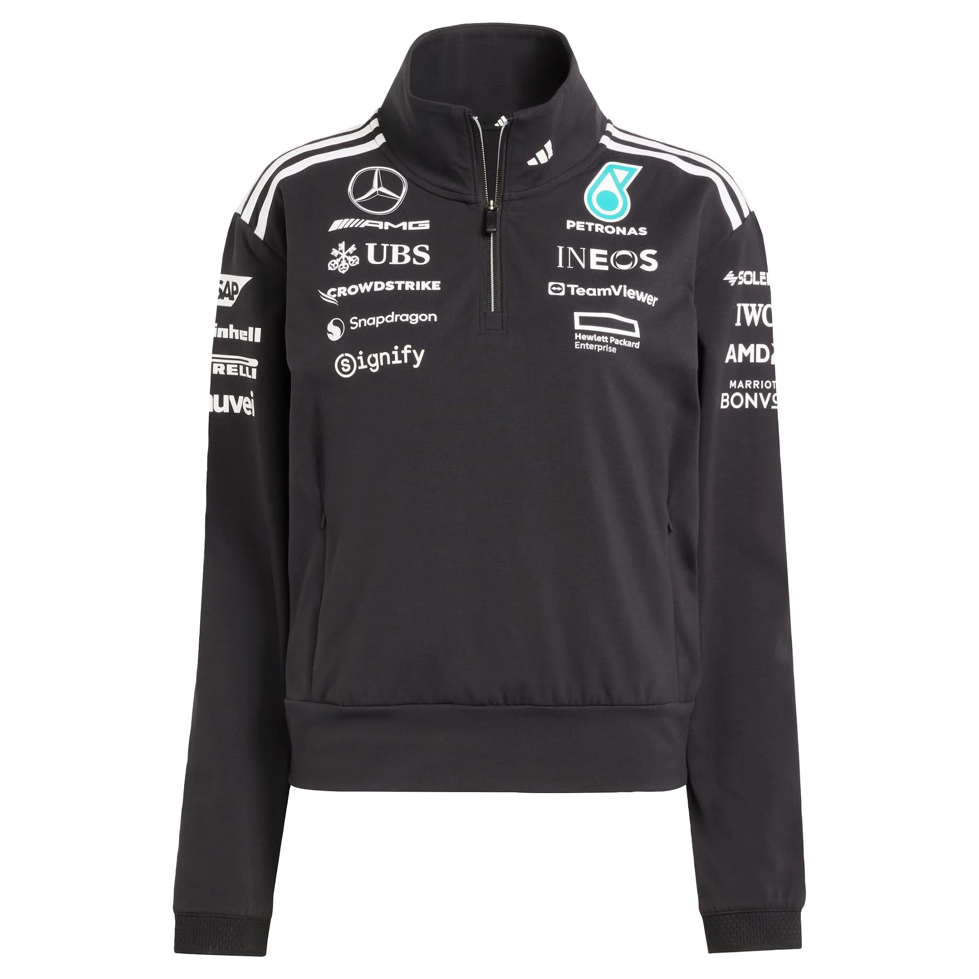 adidas Women's MERCEDES - AMG PETRONAS FORMULA ONE TEAM TEAM QUARTER ZIP WOMEN, black/white, M