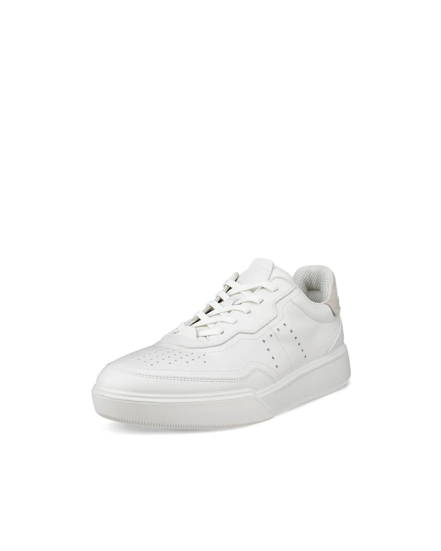 ECCO Men's Street Court Lace Sneaker, White/Shadow White, 6-6.5