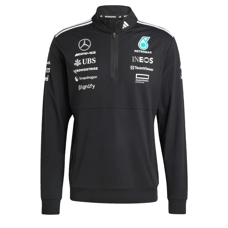 adidas Men's MERCEDES - AMG PETRONAS FORMULA ONE TEAM TEAM 1/4 ZIP MEN 2, black/white, S