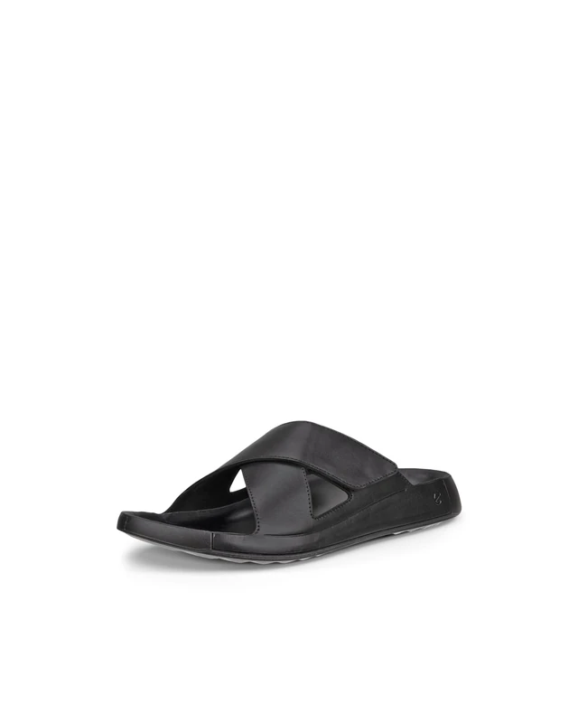 ECCO Men's Cozmo Two Band Cross Slide Sandal, Black, 11-11.5