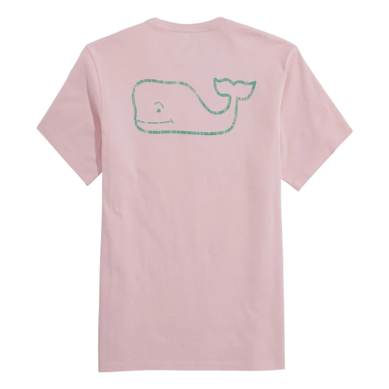 Vineyard Vines Men's Vintage Whale Short-Sleeve Pocket Tee, Flamingo, XX-Large, Black, XXL