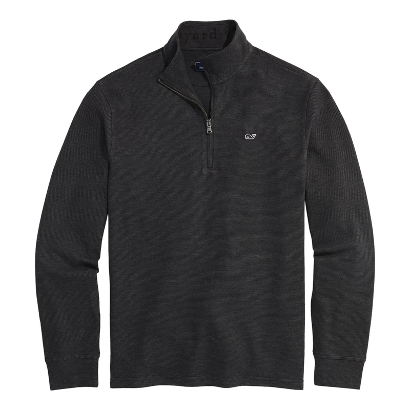 Vineyard Vines Men's Saltwater Quarter-Zip Pullover Sweater, Black, XL