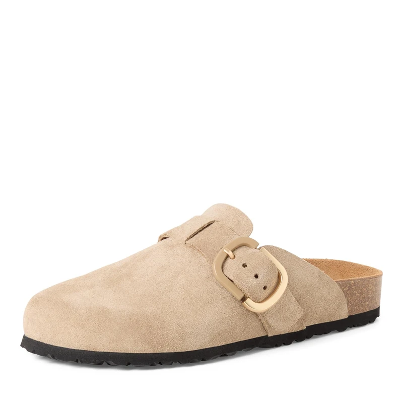 Tamaris Women's footbed mule leather flat beige 8 UK