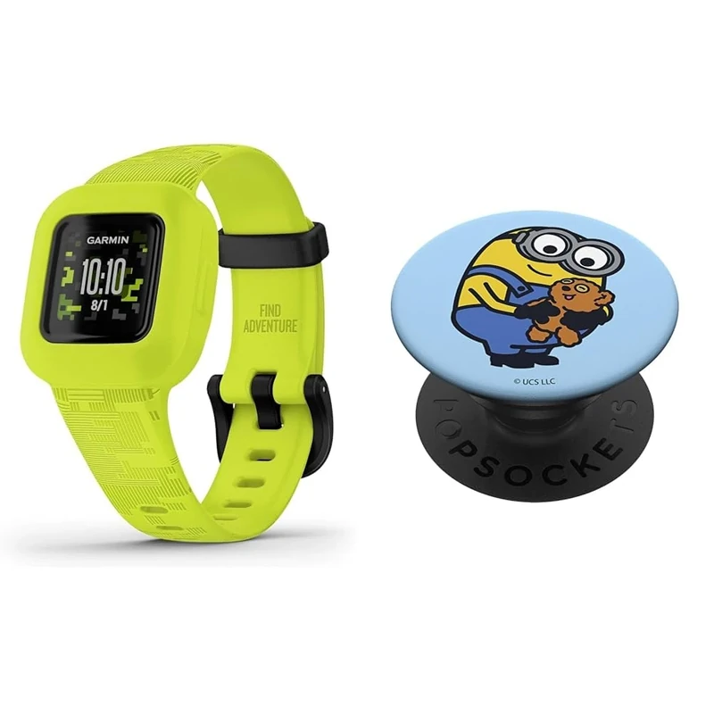 Garmin vivofit Jr.3 Fitness Tracker for Kids, Swim-Friendly, Up To 1-year Battery Life, Adjustable watch band, Digi Camo & PopSockets: PopGrip - Expanding Stand and Grip - Image 1