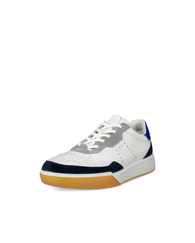 ECCO Mens Street Court Leather Marine White Virtual Trainers 11.5 UK