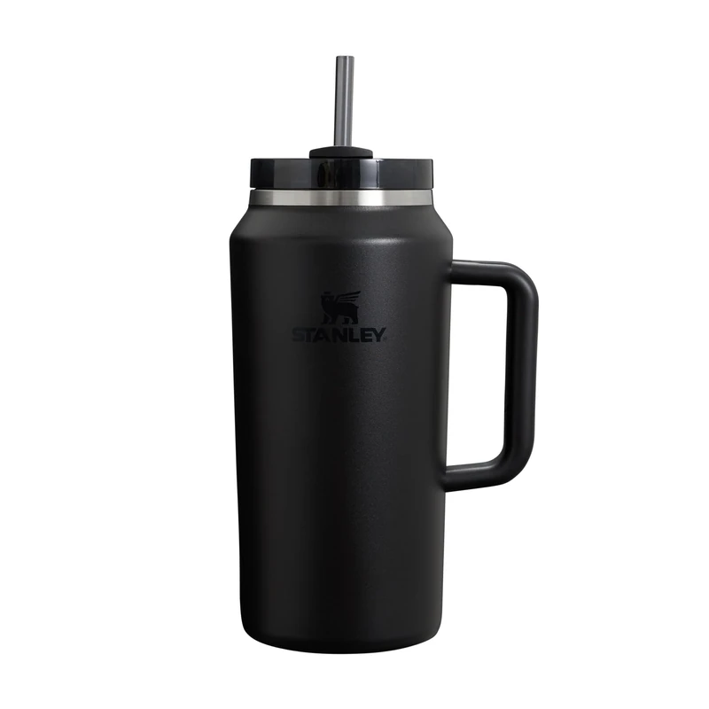 STANLEY 1913 Quencher H2.0 FlowState Tumbler 1.9L - Cold for 15 Hours - Iced for 60 Hours - Water Bottle with Straw, Handle and Lid - Dishwasher Safe - Travel Mug for Cold Drinks - Black