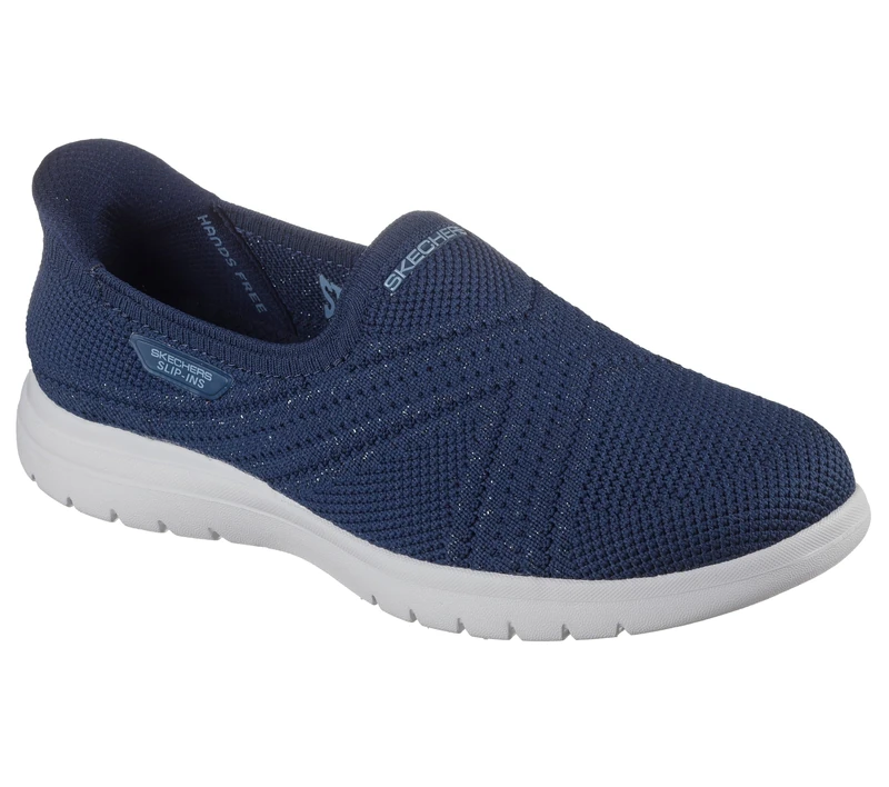 Skechers Women's On-The-Go Flex Excellency Slip-On Sneakers, Navy Textile, 4 UK
