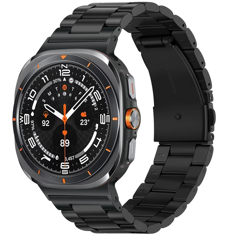 Tasikar Stainless Steel Straps Compatible with Samsung Galaxy Watch Ultra 47mm (2025/2024), No Gap Men Women Genuine Band for Galaxy Watch Ultra 47mm (2025/2024), Black