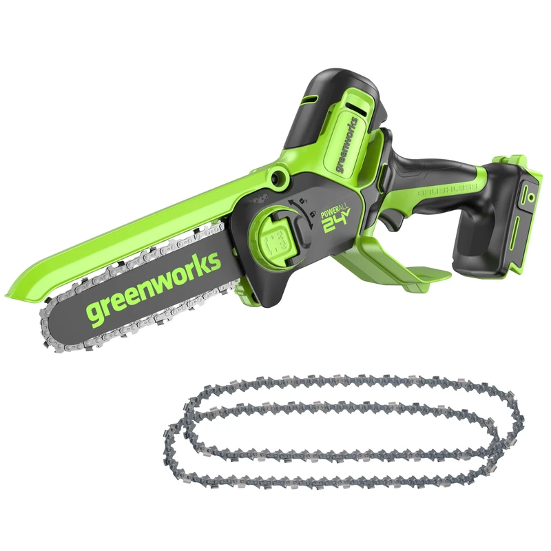 Greenworks 24V Mini Chainsaw 4 Inch (10cm) Cordless Battery Powered Chainsaw Without Battery & Charger,7.8m/s Chain Speed Electric Chainsaw for Tree Branches, Garden Cutting, Courtyard & Household