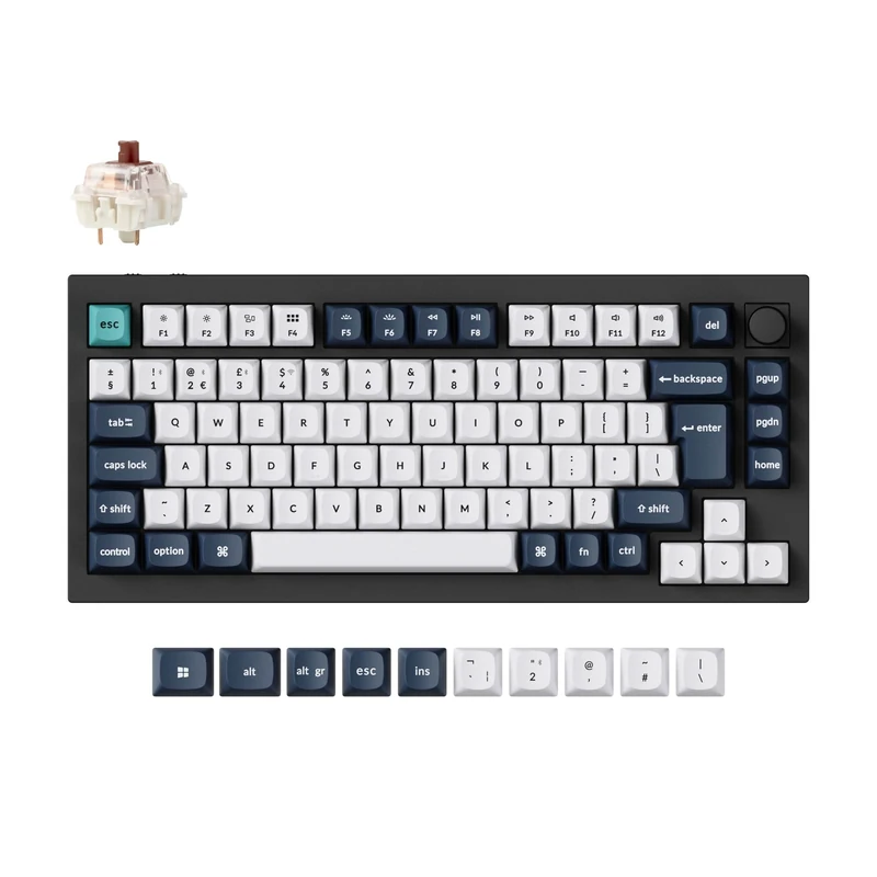 Keychron Q1 Max QMK/VIA Custom Mechanical Keyboard, Full Metal Programmable Knob 2.4 GHz/Bluetooth/Wired Keyboard with RGB Hot-Swappable Gateron Jupiter Brown Switch for Mac Win Linux - UK Layout