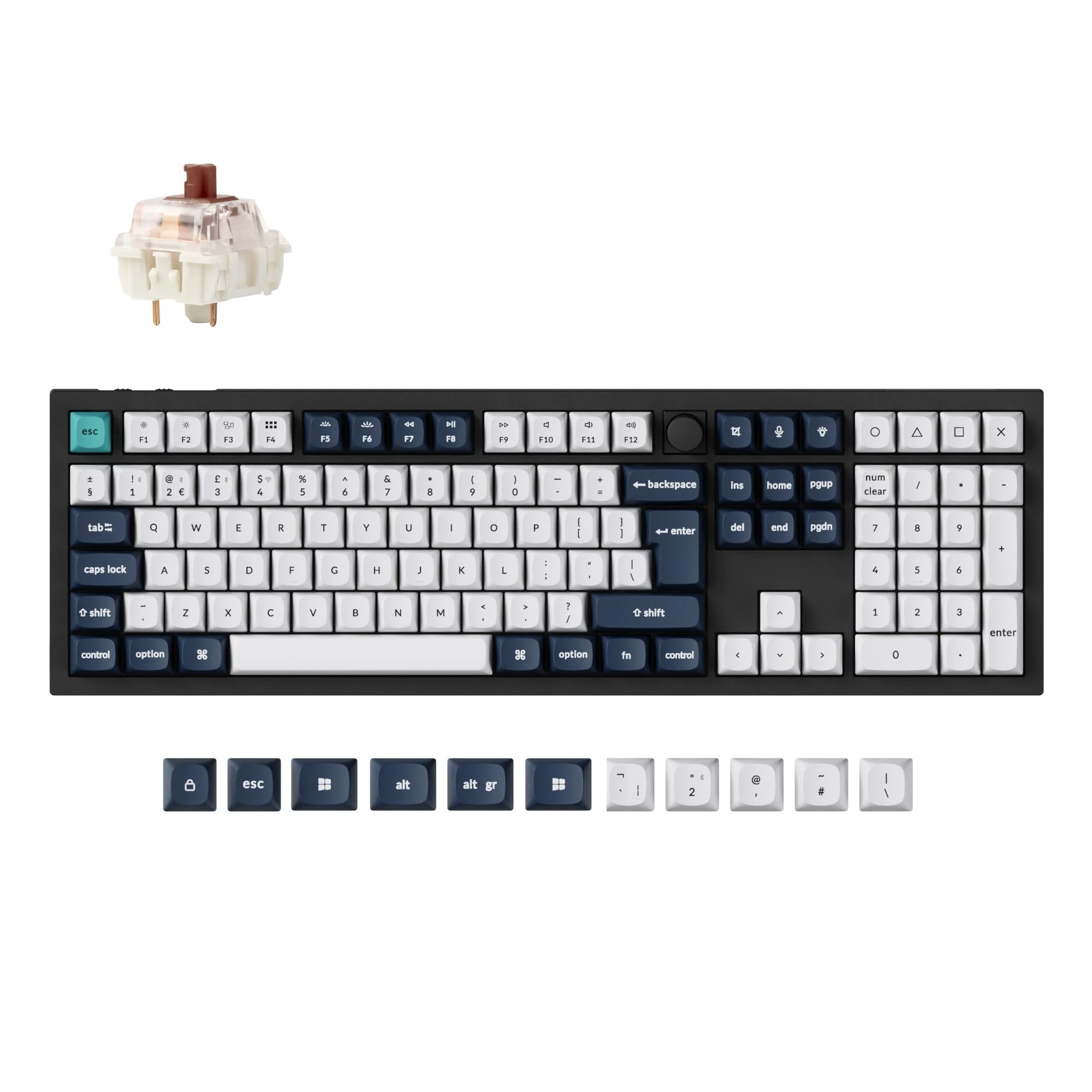 Keychron Q6 Max Full Size Bluetooth Wireless /2.4 GHz/Wired Custom Mechanical Keyboard, Full Metal Programmable Knob RGB Hot-Swappable Gateron Jupiter Brown Switch for Mac Win Linux - UK Layout