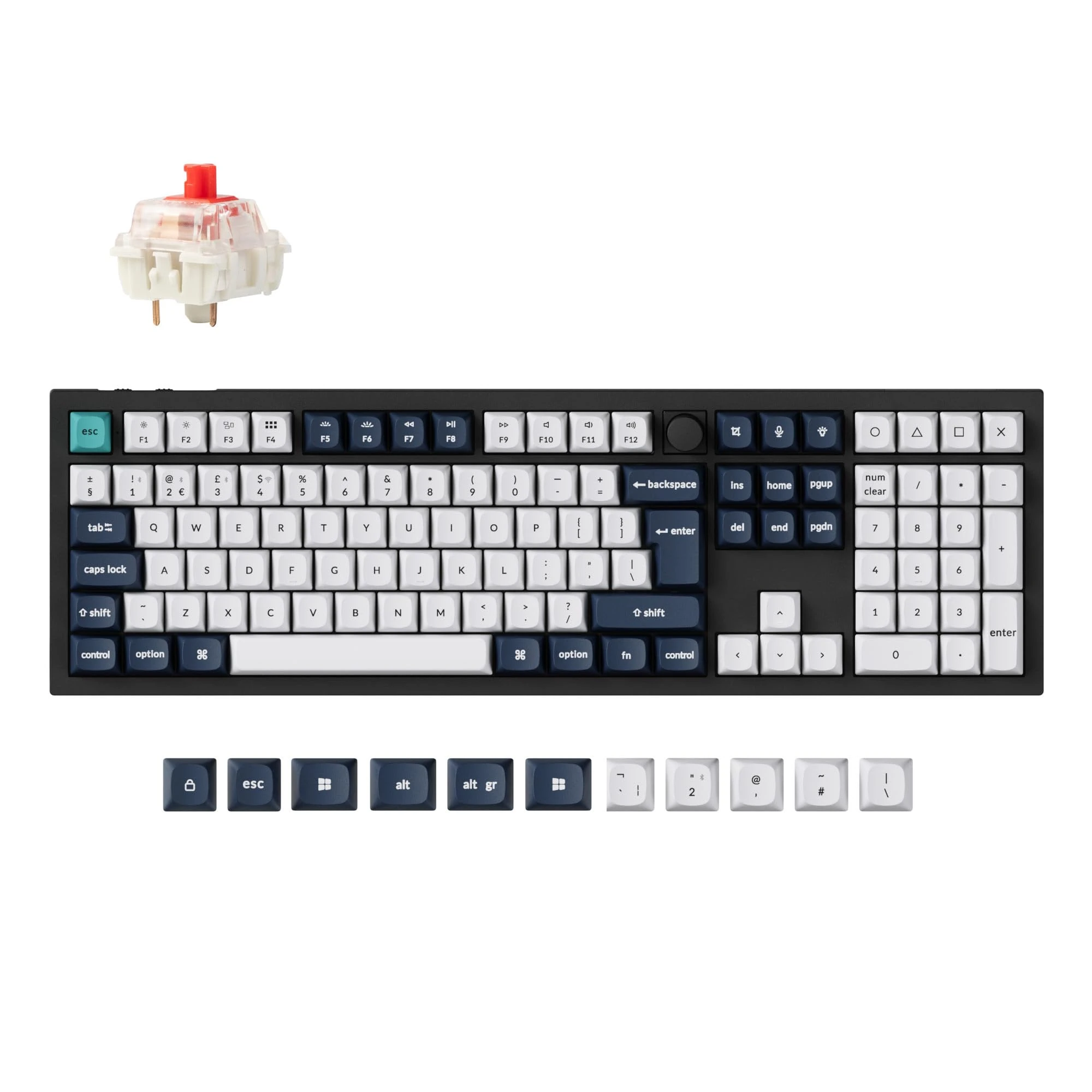 Keychron Q6 Max Full Size Bluetooth Wireless /2.4 GHz/Wired Custom Mechanical Keyboard, Full Metal Programmable Knob RGB Hot-Swappable Gateron Jupiter Red Switch for Mac Win Linux - UK Layout