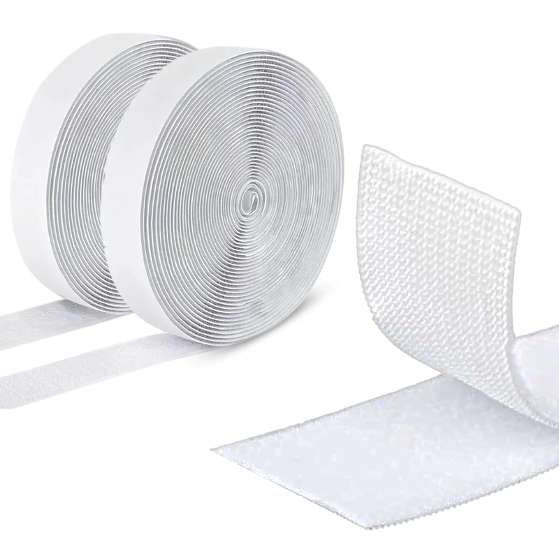 ARMIZ Hook and Loop Tape Self Adhesive, Extra Strong, 10 m Sticky Back Fastening Tape, 50 mm Wide, Double-Sided Strip Tape (White)