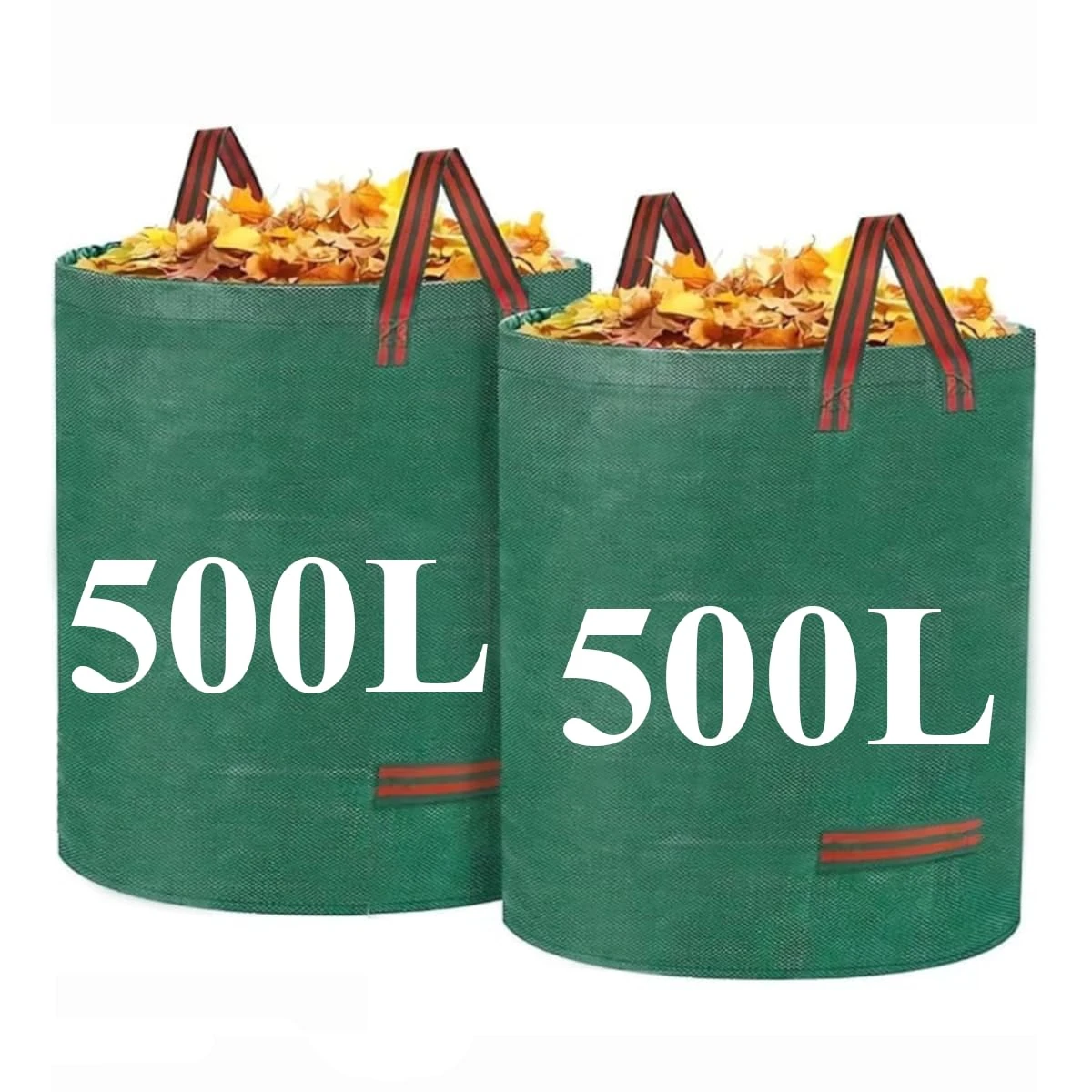 Garden Waste Bags 500L x 2 bags, Heavy Duty Resuable bags with Handles, Ideal for Garden Waste like grass, leaves debris etc free standing