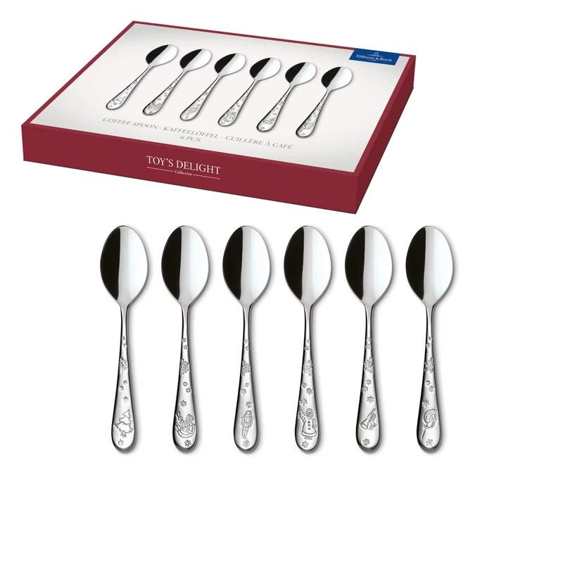 Villeroy & Boch 12-6564-9550 Coffee Spoon Set, Stainless Steel, Silver/Platinum