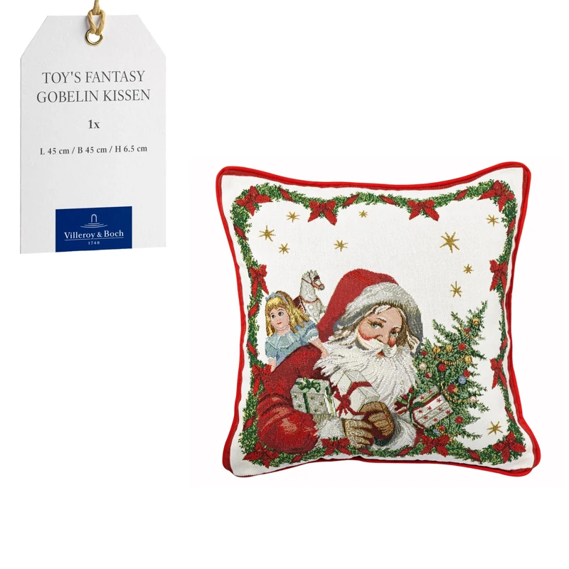 Villeroy & Boch – Toy's Fantasy Tapestry reversible cushion, Santa pattern cushion, multicoloured, 45 x 45 x 6.5 cm, cotton, machine-washable