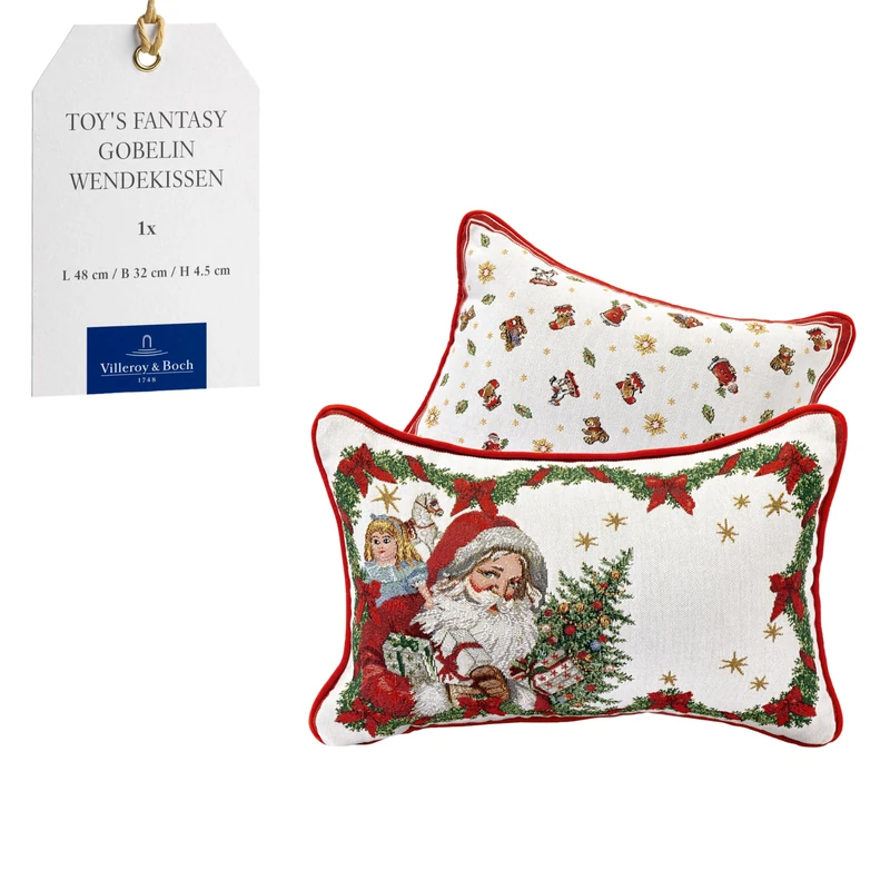 Villeroy & Boch – Toy's Fantasy Tapestry reversible cushion, Santa pattern cushion, multicoloured, 32 x 48 cm, cotton, machine-washable