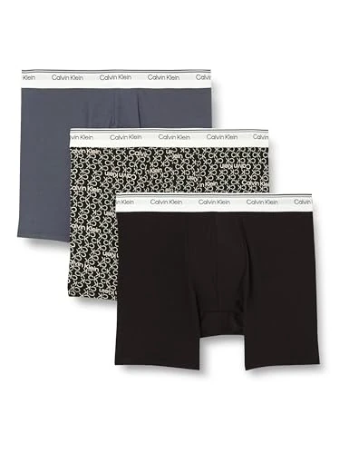 Calvin Klein Men’s 3 Pack Balance Trunks with Logo Waistband, Black (Black), M