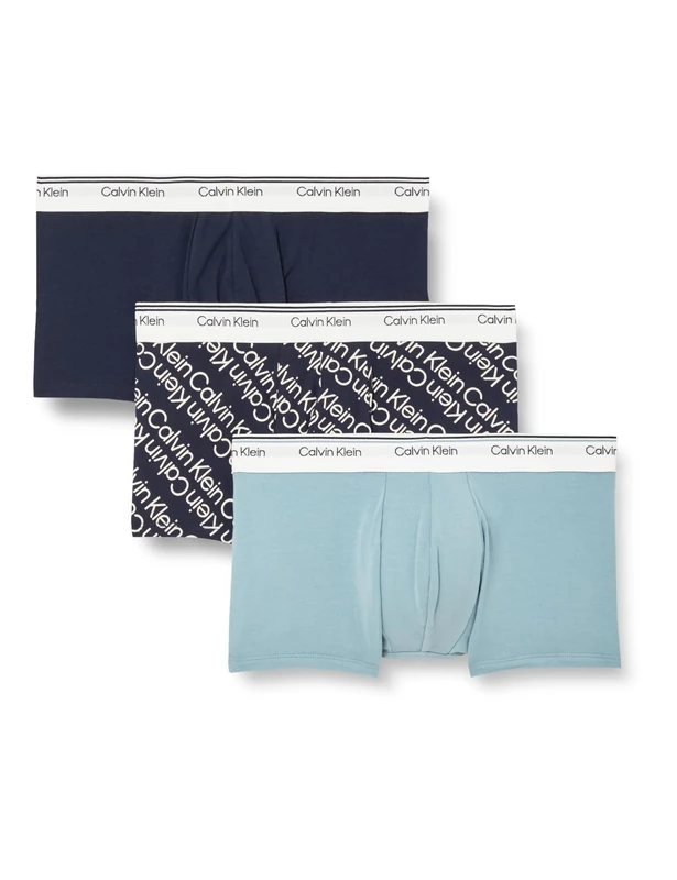 Calvin Klein Men’s 3 Pack Balance Low Rise Trunks, Multicolor (Pct/Dft/Sil), M