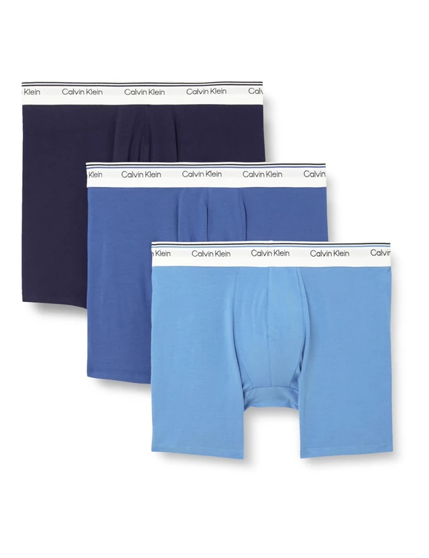 Calvin Klein Men’s 3 Pack Balance Low Rise Trunks, Multicolor (Turbulence/Ck Ck Logo_Black/ Black), L