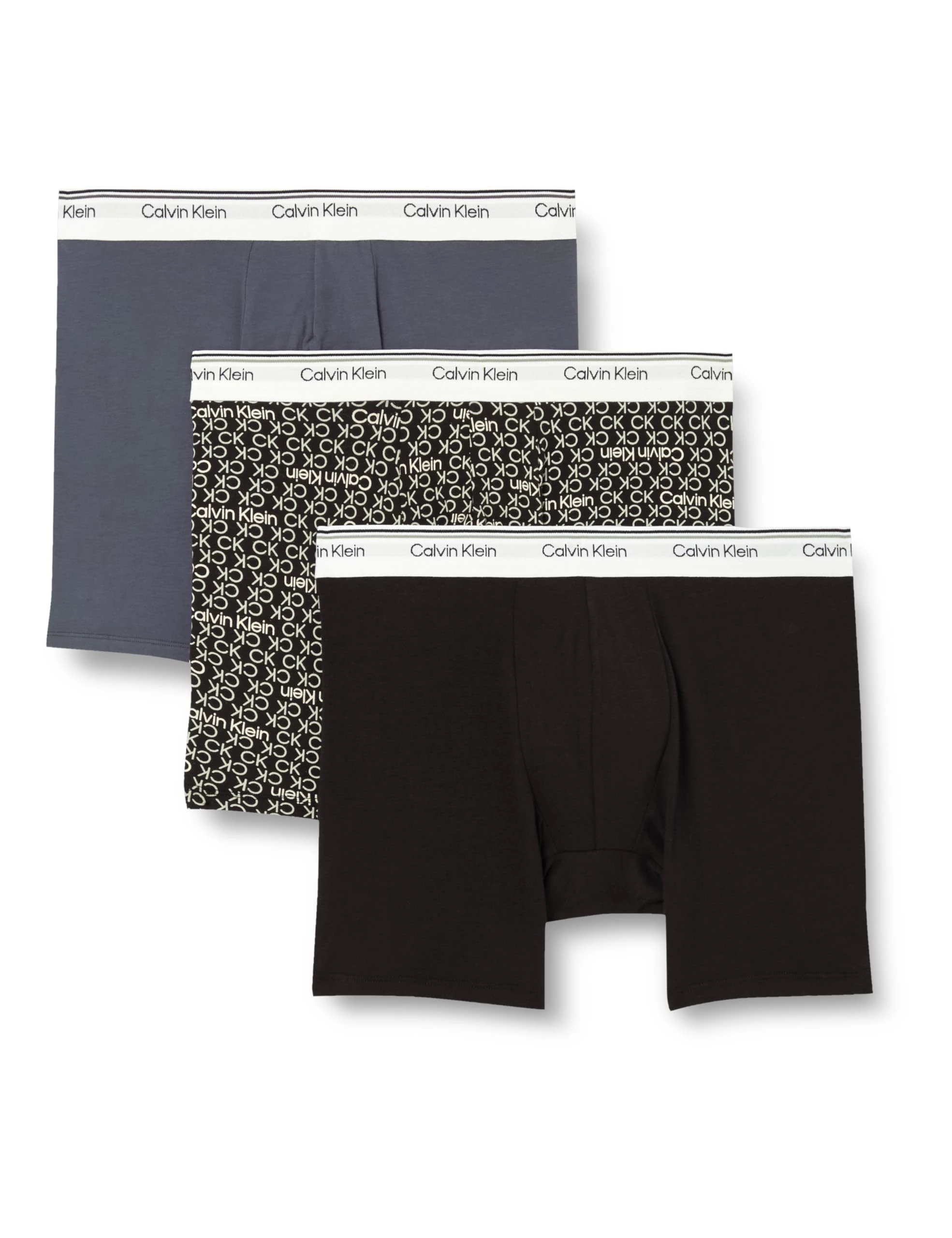 Calvin Klein Men’s 3 Pack Balance Boxer Briefs with Logo Waistband, Black (Black), M