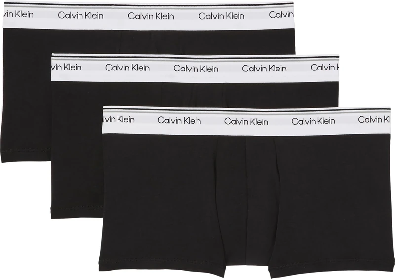 Calvin Klein Men’s 3 Pack Balance Low Rise Trunks, Multicolor (Black/Wrapped Logo_Black/Regatta), L