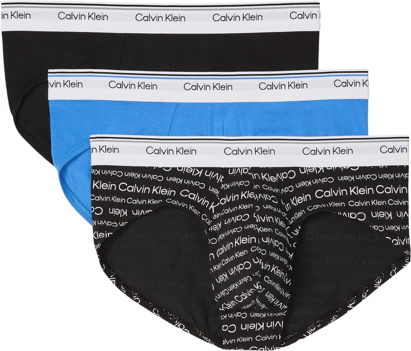Calvin Klein Men’s 3 Pack Balance Hipster Briefs with Logo Waistband, Multicolor (Empower/Grey Heather/Black), L