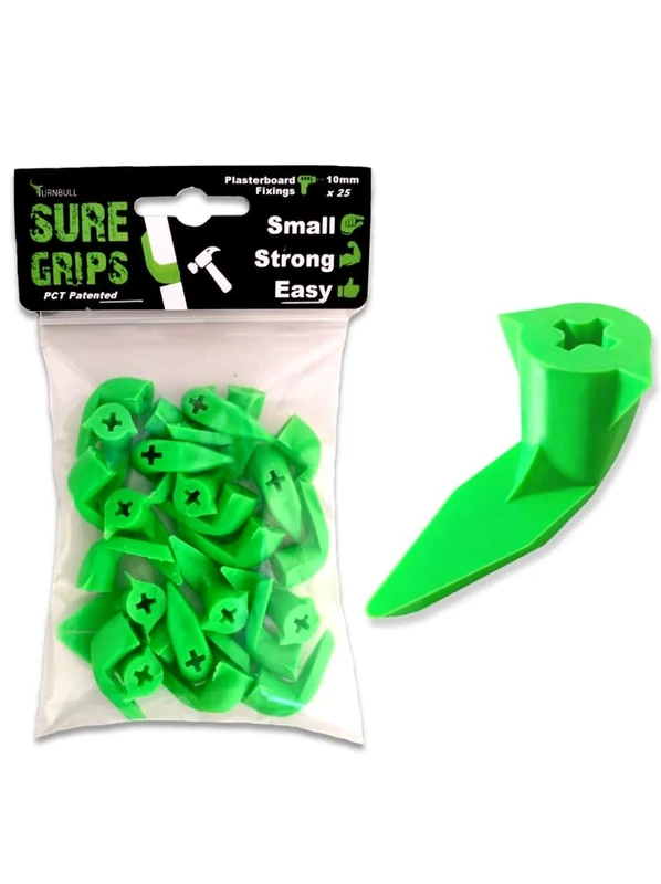 SureGrips Easy Universal Heavy Duty Plasterboard Fixings Plug, Dry Wall Hollow Wall and Ceiling Anchor Fixing for Standard Screws, TV Brackets, Shelving Brackets, Coat Hooks, Curtain Poles etc - 25pk
