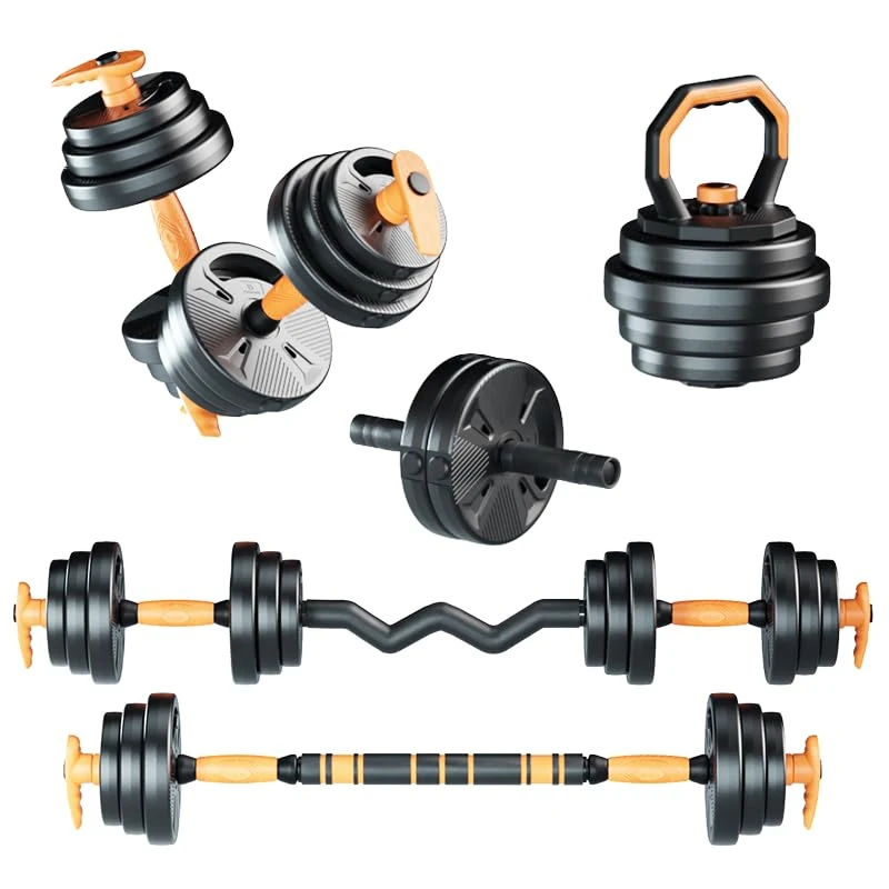 Strongway® Adjustable 6 in 1 Dumbbell Straight and Curl Barbell Kettlebell Push Up Set - 20KG 30KG 40KG SETS - Weight Lifting for Home Gym Fitness (40KG SET)