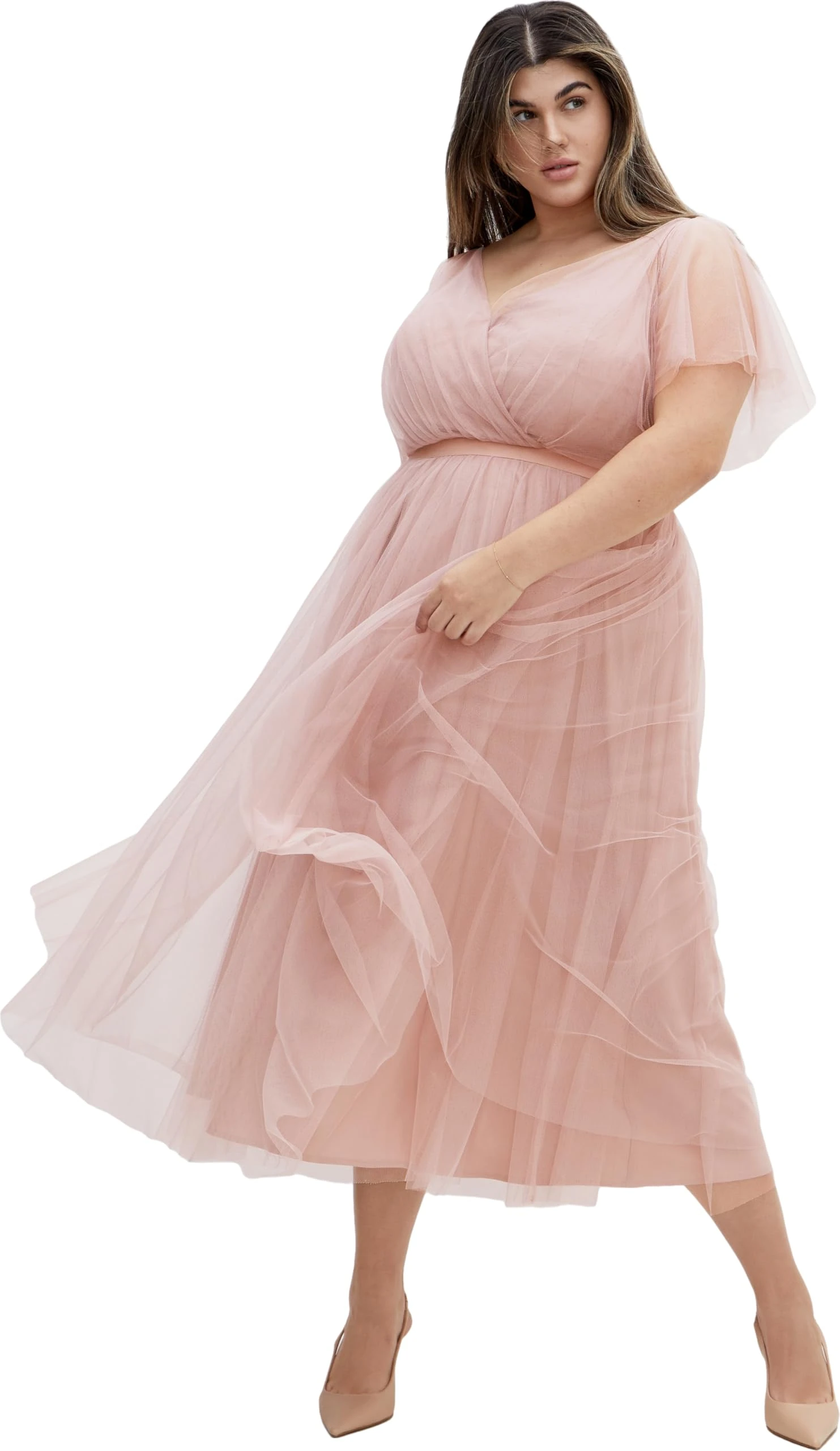 City Chic Women's Apparel City Chic Plus Maxi Elina in Dusty Rose, Size 24 Dress, 28