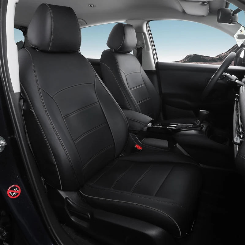 FEINEPRO HRV Seat Covers for Honda HRV EX,EX-L 2016 2017 2018 & LX 2016-2020 2021 2022, Leather Car Seat Cover Full Set Waterproof - Black