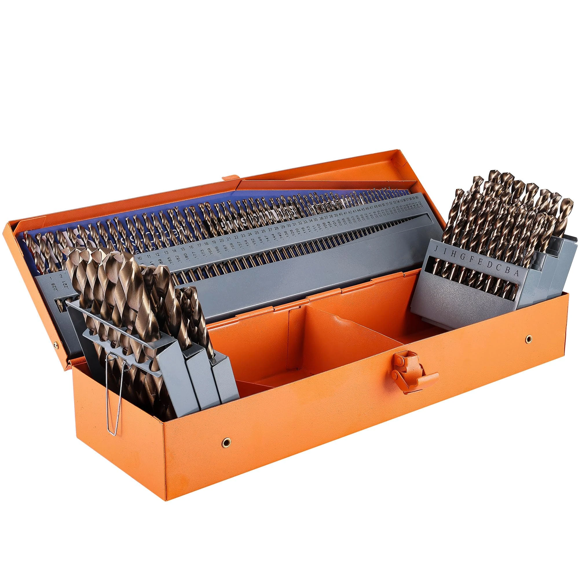 YOHANSEN 115Pcs Cobalt Drill Bits Set - M35 High Speed Steel Twist Drill Bit for Hard Metal, Wood, Plastic, Precision Jobber Drill Bits with Metal Indexed Case, 135 Degree Tip, 1/16" to 1/2"