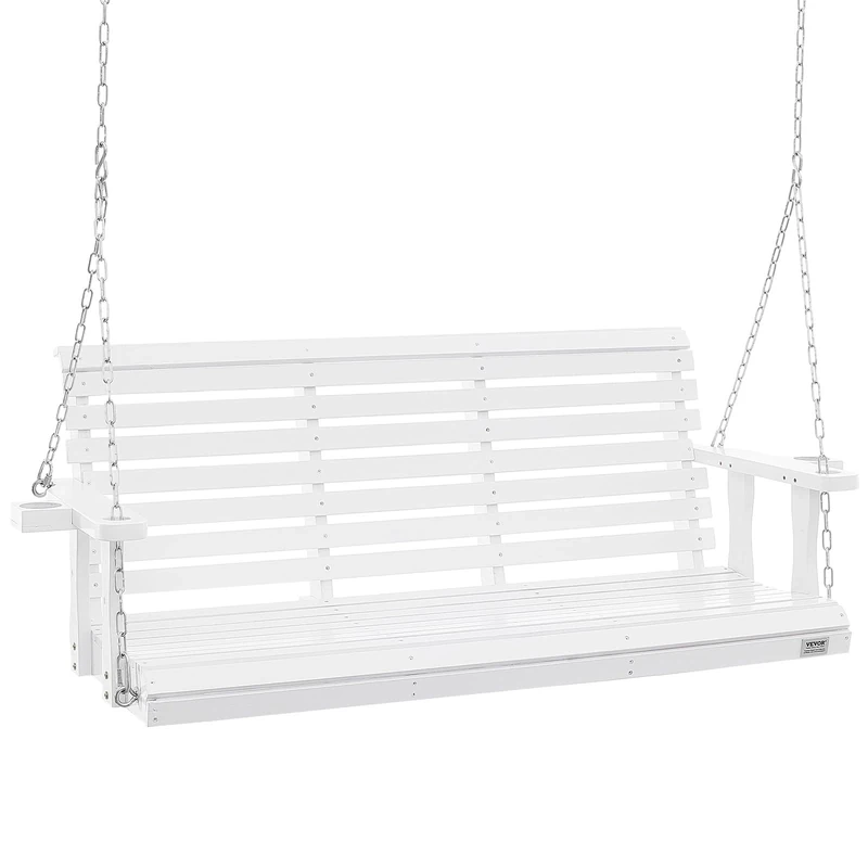 VEVOR Patio Courtyard & Garden, Upgraded 880 lbs Strong Load Capacity, Heavy Duty Swing Chair Bench with Hanging Chains for Outdoors, White, 1702x710x600 mm