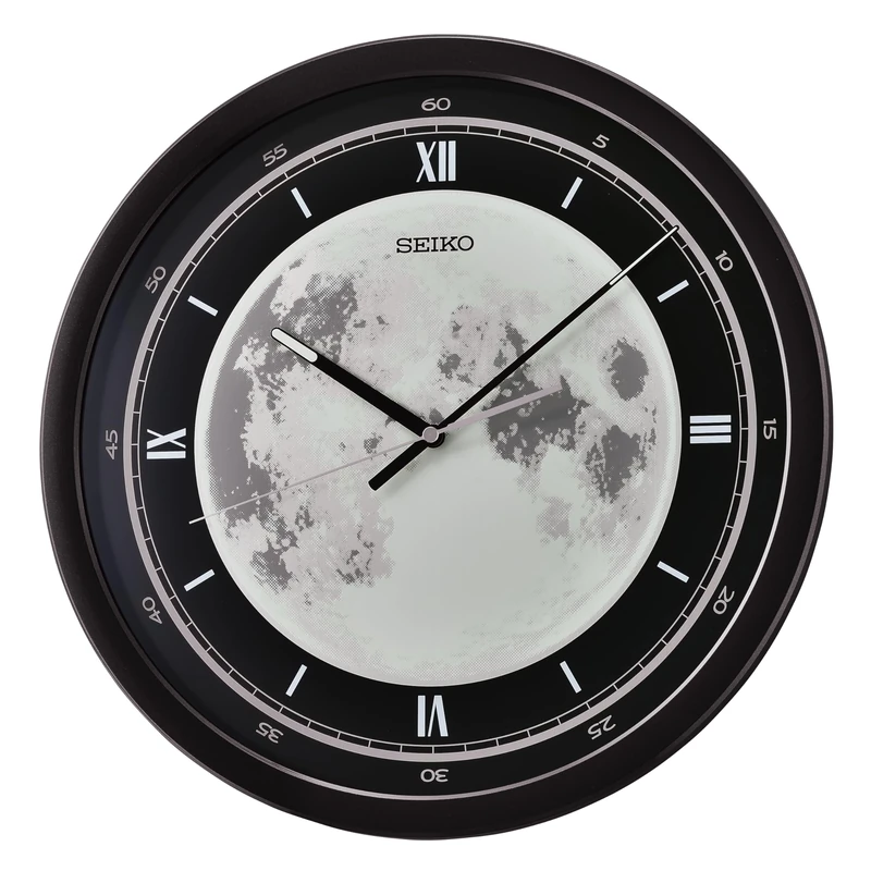 Seiko Clocks Wall Clock, Black, Standard